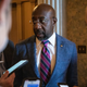 Sen. Raphael Warnock (D-Ga.) speaks to reporters as he departs a vote on the Senate floor on Capitol Hill on August 6, 2022, in Washington, DC.
